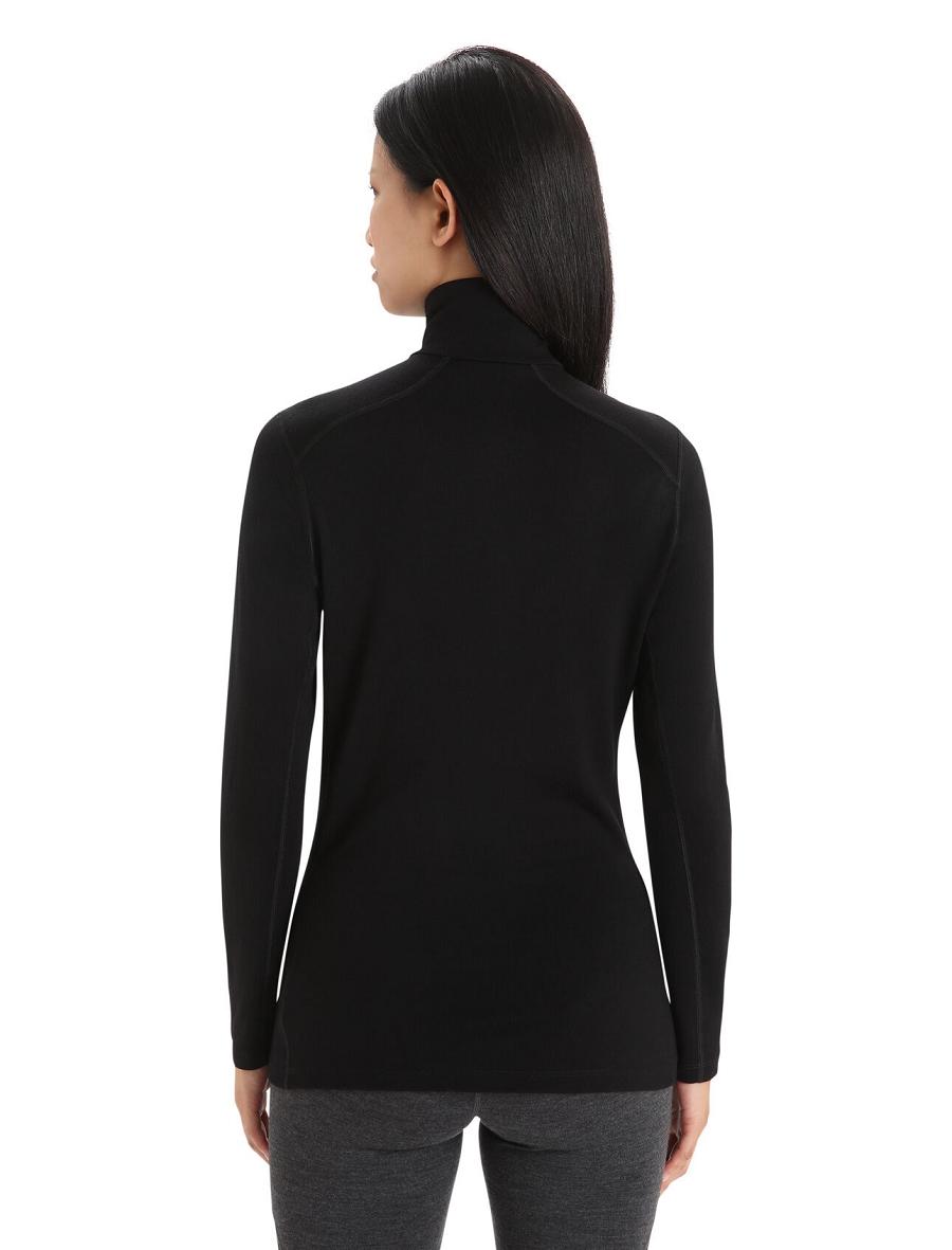 Black Women's Icebreaker Merino 260 Tech Long Sleeve Half Zip Thermal Top Base Layers | USA 1915FDNM